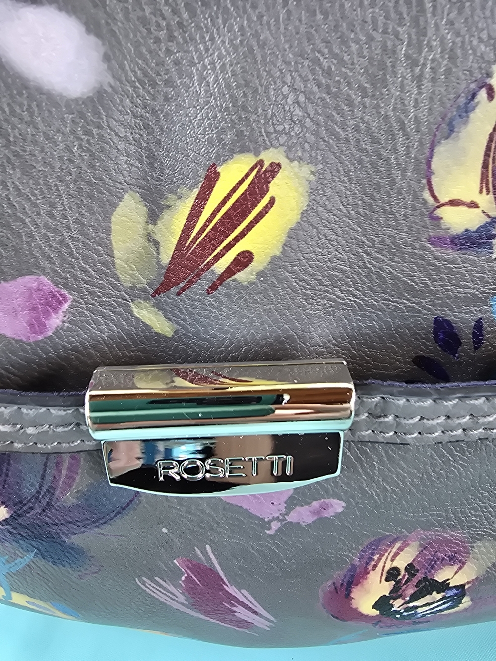 Rosetti Gray Floral Crossbody Bag - Picture 3 of 8